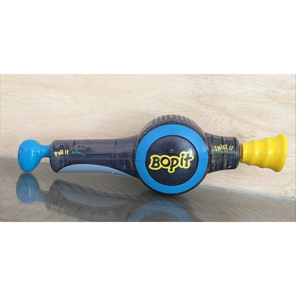 Bop It! 2002 Clear Hasbro Pull Twist Electronic Game TESTED WORKING